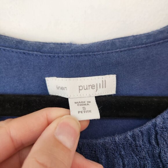 J. Jill Purejill Blue 100% Linen Layered Mini Dress Textured Overlay Women's S - Picture 6 of 8